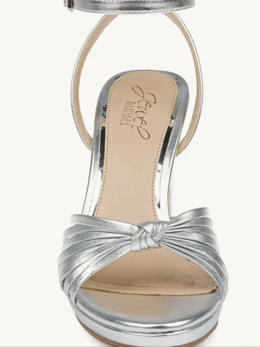 Jewel Badgley Mischka Christen Knot Detail Block Heel Evening Sandals Size 6